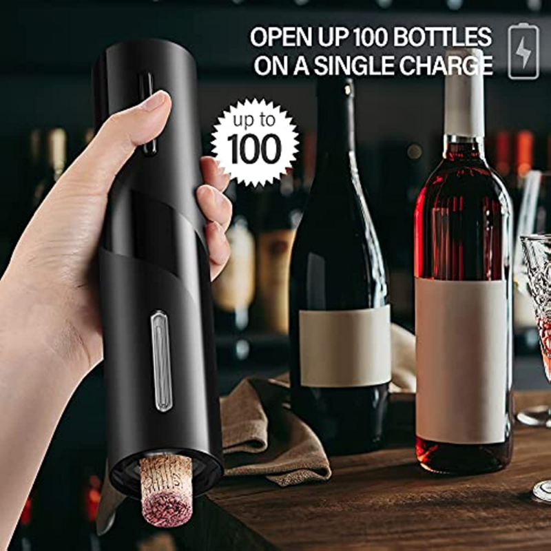 ไฟฟ้าขวดไวน์ที่เปิดฝาพร้อมที่ตัดฟอยล์ One-ปุ่มกดสามารถชาร์จได้อัตโนมัติไวน์แดง Corkscrew สำหรับ ...