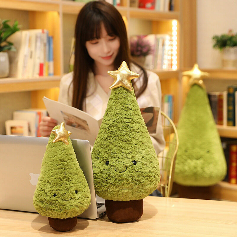 1 Buah 29-65CM Mainan Mewah Pohon Natal Tiruan Boneka Bantal Mewah Hijau Lucu Boneka Pohon Harapan untuk Gaun Natal