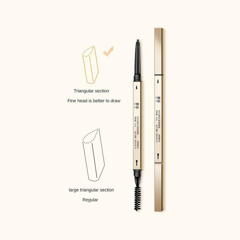 ดินสอเขียนคิ้วสองหัวสีทองขนาดเล็กกันน้ำดินสอเขียนคิ้วทนทานเติมคิ้ว peralatan Rias เครื่องสำอาง