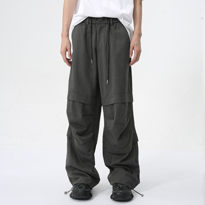 NOYMEI-pantalones Cargo plisados de estilo americano para hombre, pantalón Vintage de retazos, moda que combina con todo, primavera 2024, WA4487