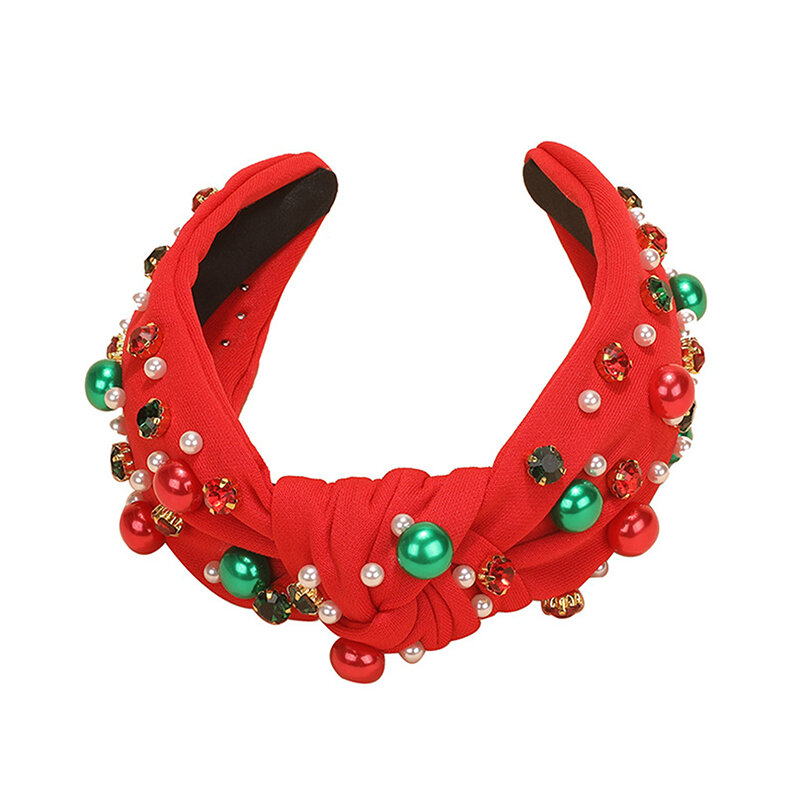 Bandeau baroque avec perles de Noël pour adulte, nœud en biscuits, bandeau de sauna, accessoires pour cheveux, 1PC