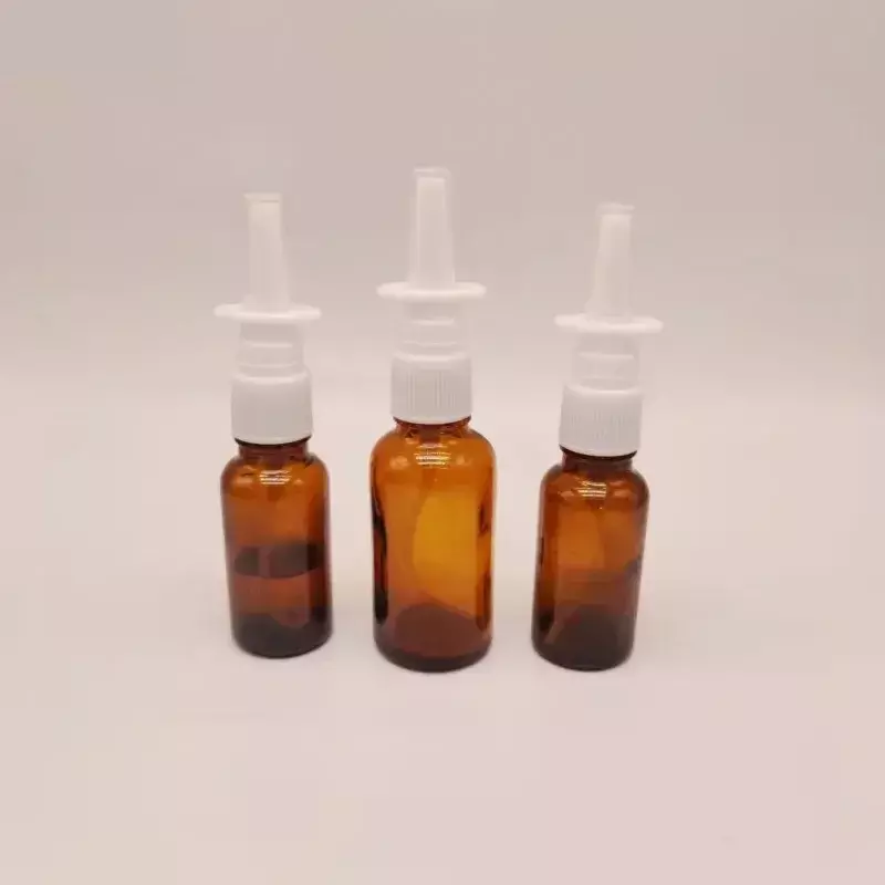 Botella de Spray Nasal ámbar de 1 piezas, pulverizador de niebla Nasal de vidrio, pulverizador de prensa, botellas vacías, atomizador de vidrio recargable, 5ml-100ml