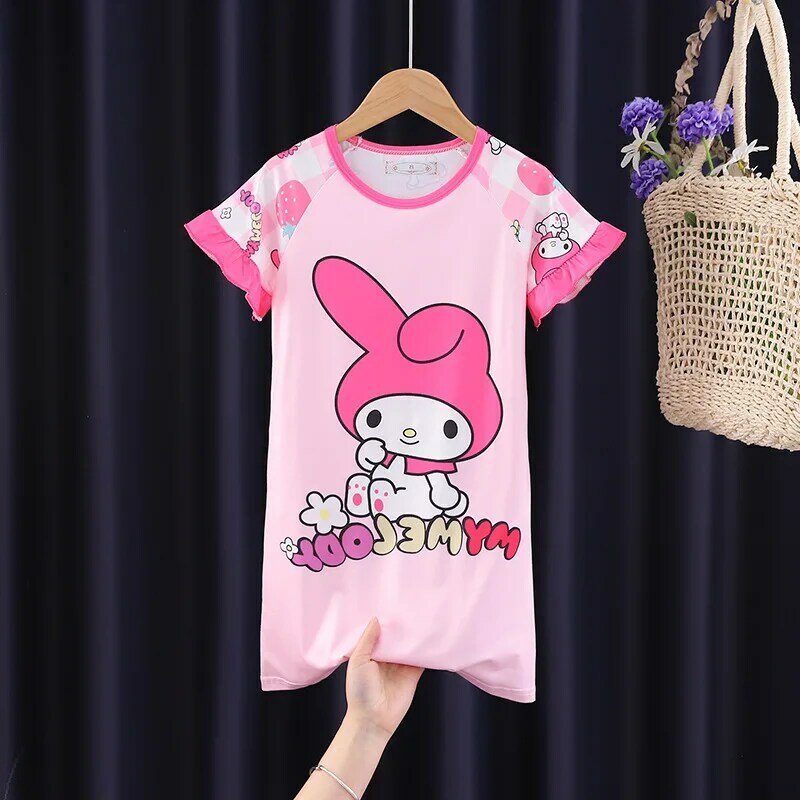 Lovely Sanrio Nightgowns Kawaii Cartoon Cinnamoroll My Melody Kuromi Sleepwear Home Soft Comfortable Girl Pajamas Gift