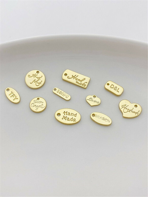 14 к Золотая Серебряная английская бирка буква любовь кулон ручной работы Diy браслет ожерелье материал аксессуары