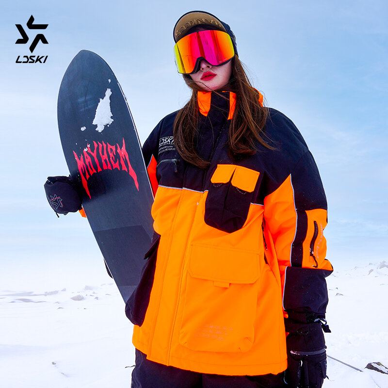 LDSKI Ropa de esquí Mujere Hombre Cálido Ropa A prueba de viento Impermeable Montaña Bolsillo múltiple Invierno  Nieve Abrigo