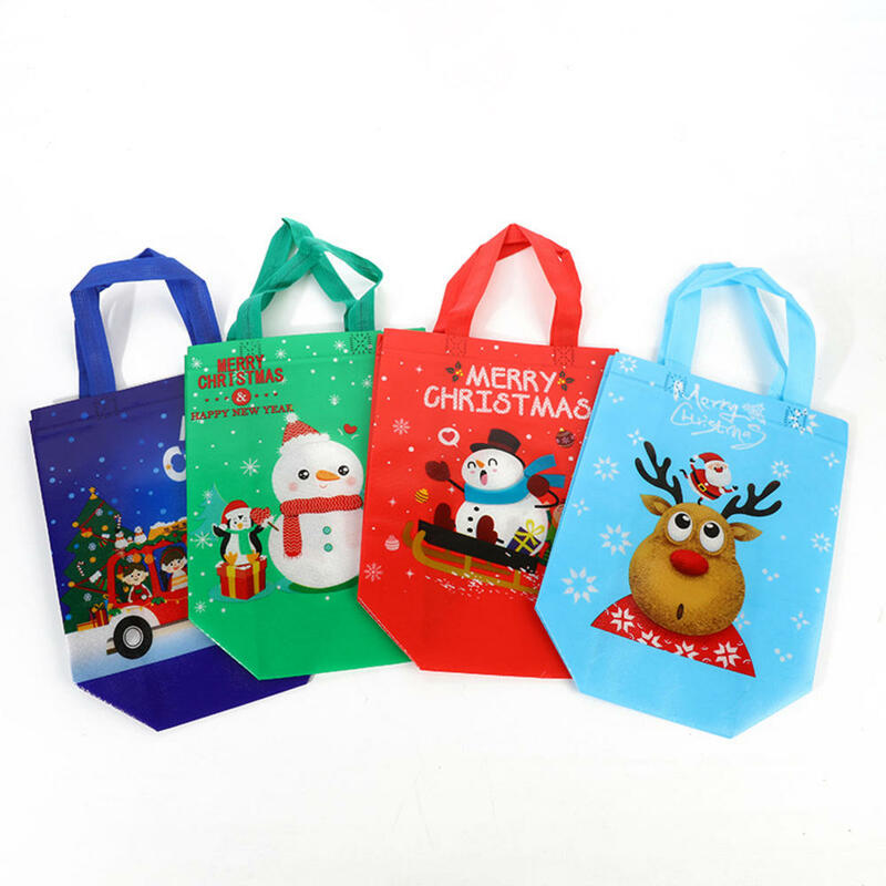 2024 New Christmas Gift Bag Printing Shopping Bag Foldable Reusable Tote Folding Pouch Travel Non-woven Bathroom Storage Bag