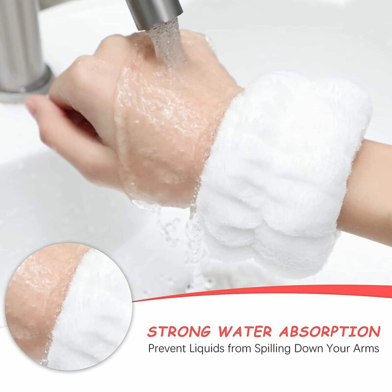 Muñequera de microfibra suave para lavado de muñeca, banda de absorción de agua para lavado de cara, previene la humedad