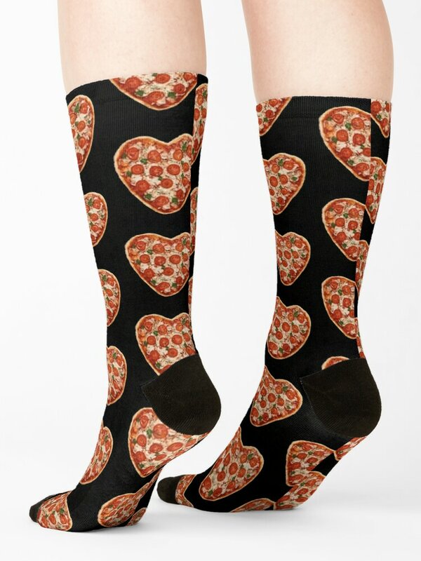 Chaussettes pizza en forme de coeur pour hommes et femmes, bas de compression, cheville, luxe