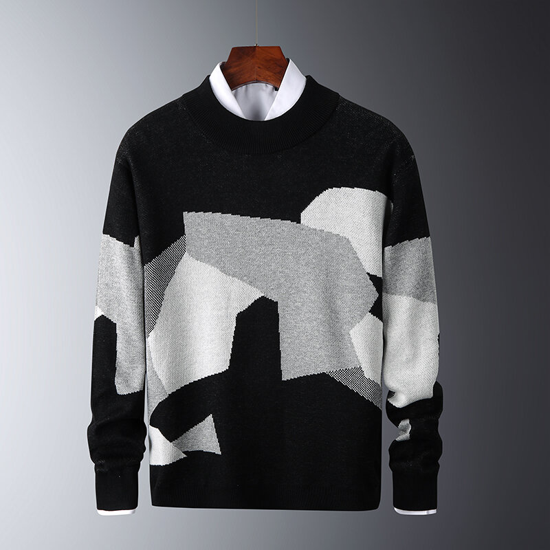 Autumn Winter Men's Slim Sweaters Fashion Cute Cartoon Pullovers Coat 2023 Knitted O-Neck Sweaters Men Clothing Long Sleeves