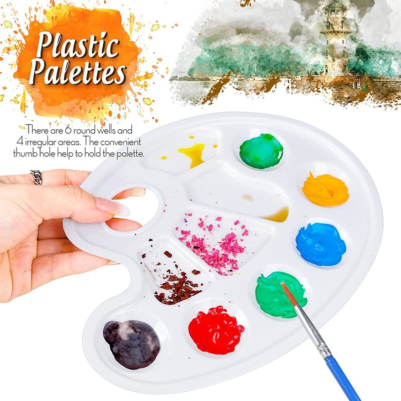 จานสีกวอชรูปวงรีสำหรับเด็กจานสีพลาสติกสำหรับใช้มืออุปกรณ์ศิลปะกราฟฟิตีแบบ DIY 1ชิ้น