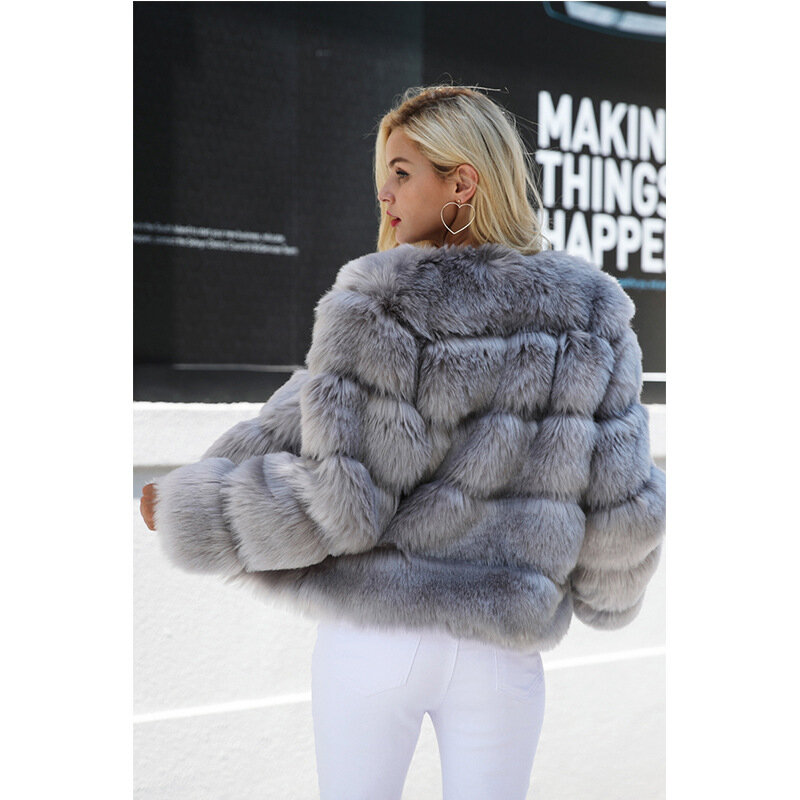 Abrigo corto de piel sintética para mujer, abrigo holgado de color liso, Estilo Vintage, elegante, moda de invierno, 2024