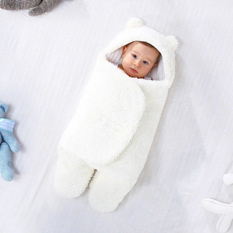 新生児用寝袋,ベビーブランケット付き,厚くて厚い毛布,新生児用ブランケット