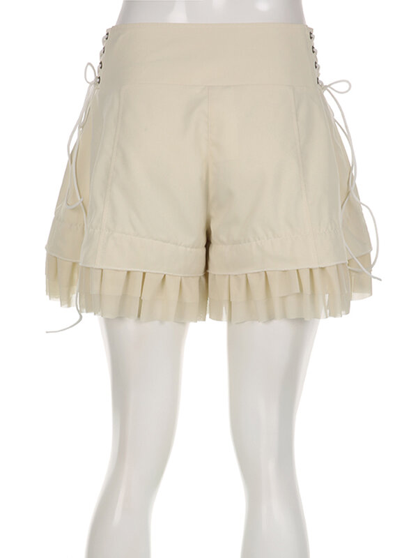 Rockmore Mesh Patchwork Hot Sweet Shorts Gentle Cute High Waist Women Y2K Coquette Aesthetic Summer Casual Mini Short Pants 2023