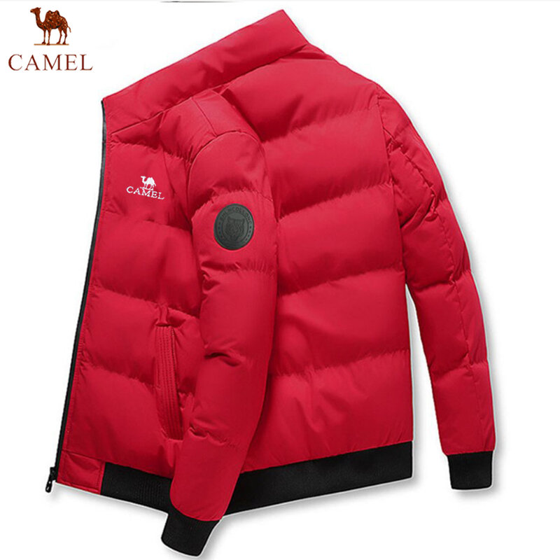 남성용 카멜 코튼 패딩 코트, 한국 두꺼운 다운 패딩 코트, 짧은 스타일 코튼 패딩 재킷, 가을 및 겨울