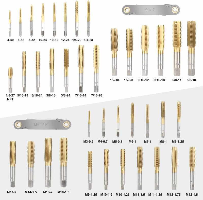 WYNNsky Die and Tap Set in SAE and Metric Hex Threading Dies for External Threads Thread Tap for Internal Threads Thread Wrench