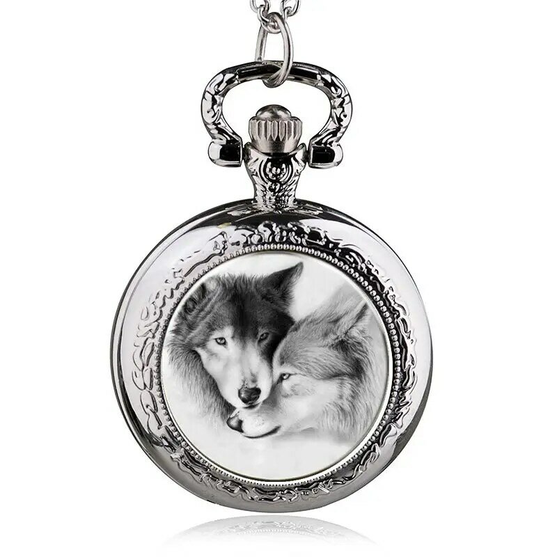 Reloj de bolsillo de cuarzo con colgante personalizado para hombre y mujer, cronógrafo de HB092-1, con diseño de Lobo, a la moda, nuevo
