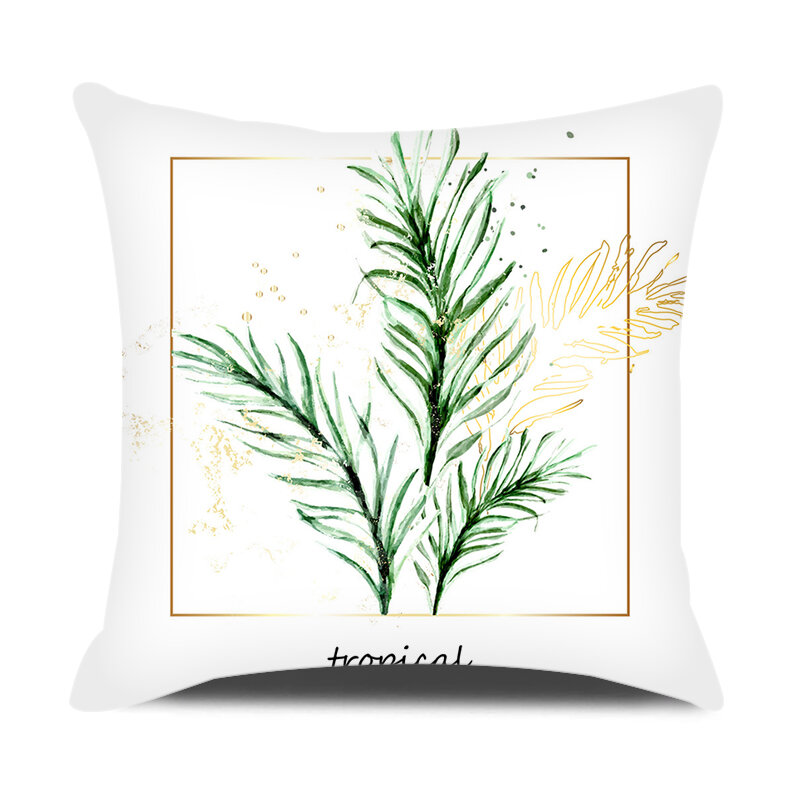 Leaves Printed Cushion Cover Simple Style Home Decoration Pillows Pillow Cover Square Pillowcase Office Seat Sofa Cushion Case