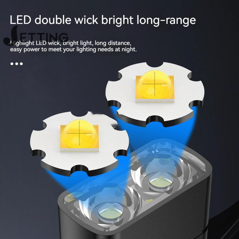 Torcia a LED Dual Core impermeabile leggera ricaricabile da campeggio all'aperto luce forte portachiavi portatile a lungo raggio