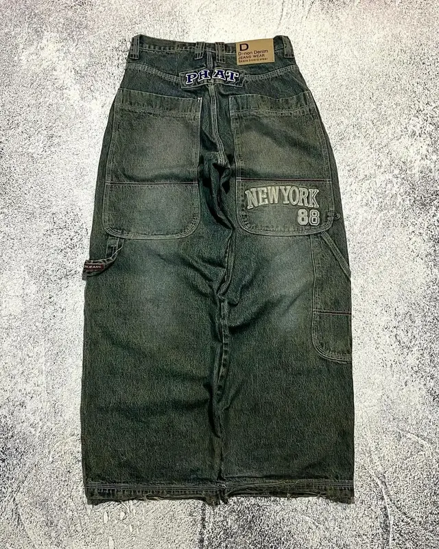 Cargo główna ulica workowate dżinsy list dżinsy z nadrukami spodnie męskie klasyczne Retro proste spodnie męskie odzież rekreacyjna Gothic Punk Y2k