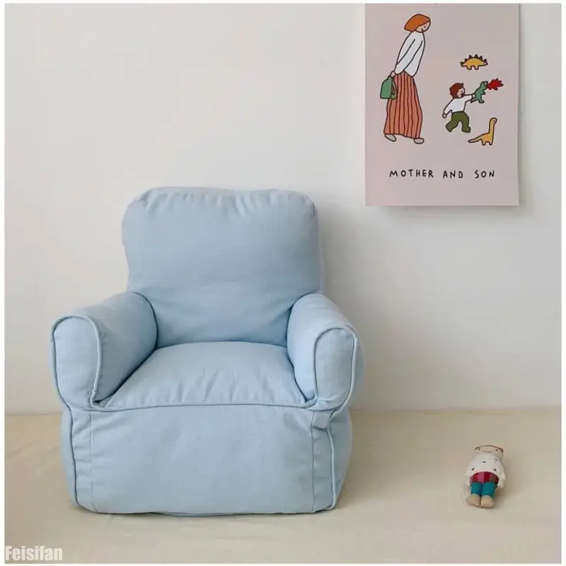 Sofa anak-anak, kotak-kotak tunggal, kanvas Solid Mini warna-warni kursi Sofa lengkap taman kanak-kanak dengan sandaran