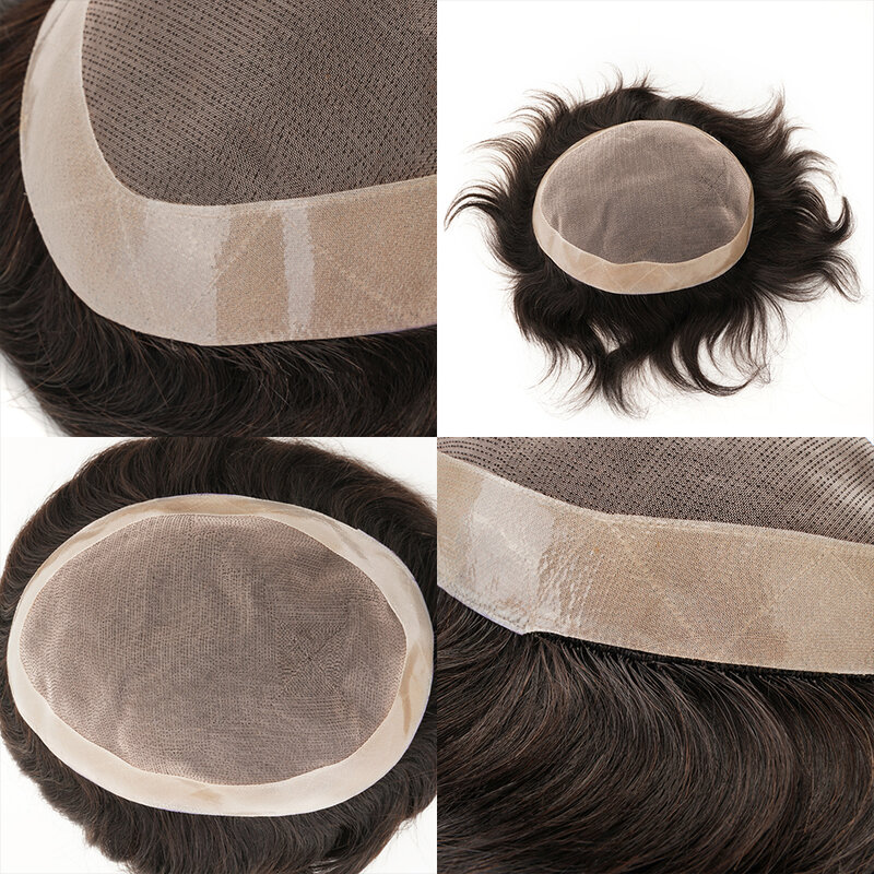 Tupé de cabello humano para hombre, prótesis capilar transpirable de 6 "de densidad 130%, Mono duradero, envío gratis
