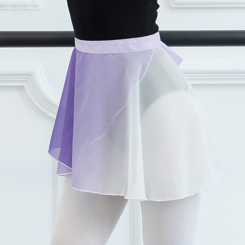 Adult Lace-up Gradient Chiffon Ballet Wrap Skirt Women Dance Training Gymnastics Skirt Stage Performance Costume Dance Wear
