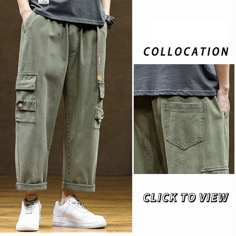 Pantalon Cargo en Coton pour Homme, Vêtement de Travail, Multi-Poches, Large, Décontracté, Droit, Grande Taille, Nouvelle Collection Automne 2023