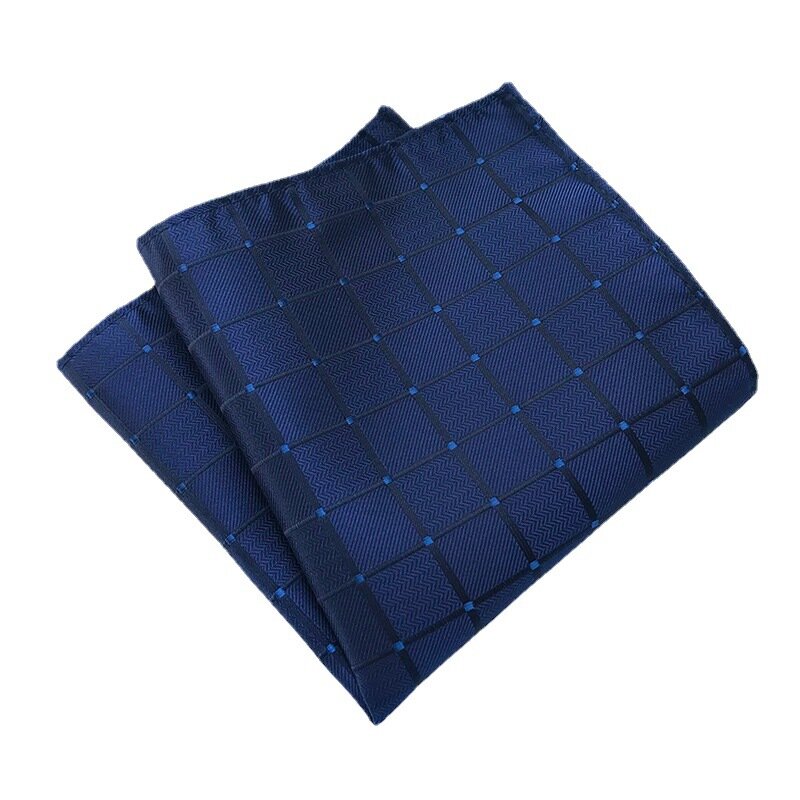 Pochette en polyester à carreaux rayés pour hommes et femmes, mouchoir de poche, accessoires décontractés, bleu marine, polyvalent, monochrome, mode, 25x25cm