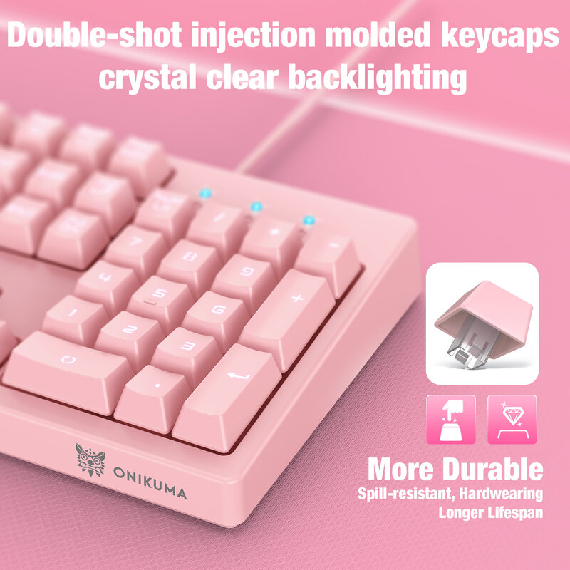 ONIKUMA G25 новая 2D Милая стильная Проводная розовая эргономичная игровая клавиатура и мышь для ПК, ноутбука, планшета
