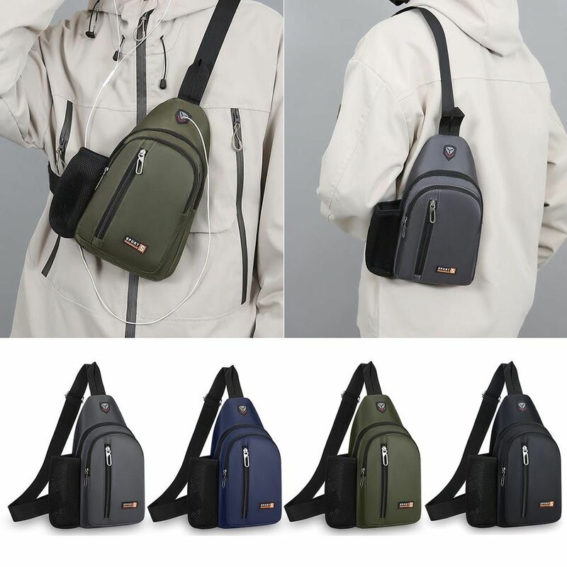 Large Capacity Men Chest Bag Durable Multifunctional with Headphone Hole Sports Bags Waterproof Travel Bag