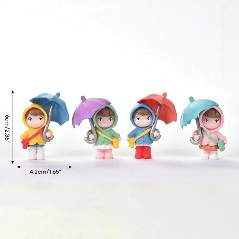Grappige Paraplu Meisje Jongens Beeldje Model Mini Standbeeld Micro Landschap Miniaturen