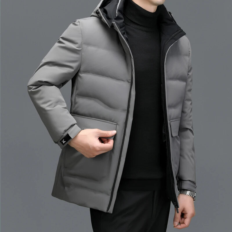 Hiver YXL-7785 nouveau manteau en duvet de canard blanc pour hommes épaissi et chaud court décontracté affaires réparation poignées chapeau détachable