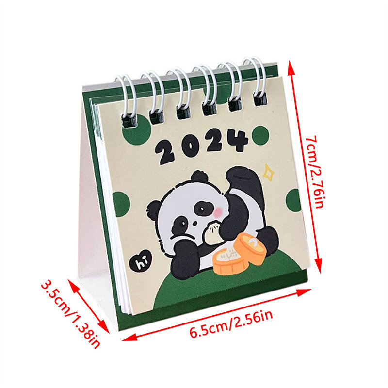 2024 Kawaii kalendarz biurkowy kreskówka słodkie zwierzę Mini na pulpicie notatka Coil kalendarz dzienny planer kalendarz na pulpit notatnik