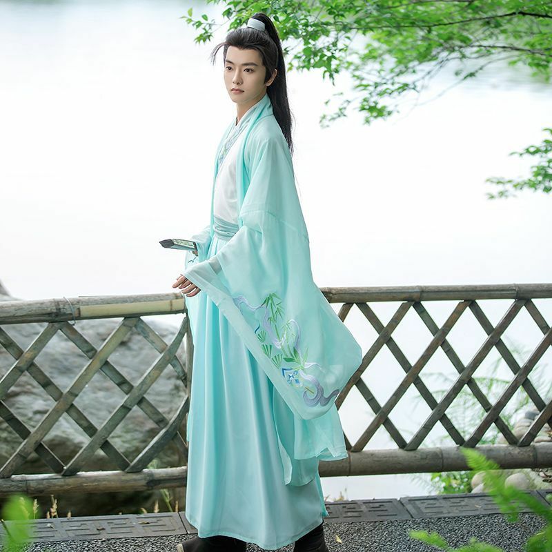 Large Size 3XL Ancient Chinese Hanfu Men Halloween Cosplay Costume Party Dress Hanfu Green Outfit For Women Men Plus Size 2XL