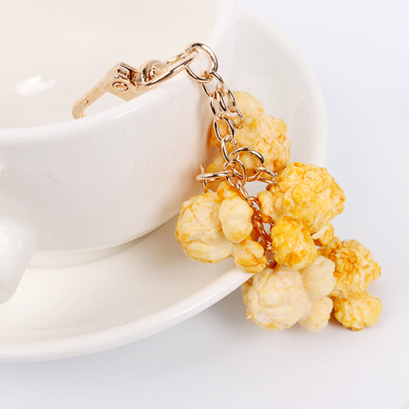 2 Pcs Lovely Popcorn portachiavi portachiavi per le donne ragazza gioielli simulato Snack carino portachiavi per auto portachiavi regalo migliore amico