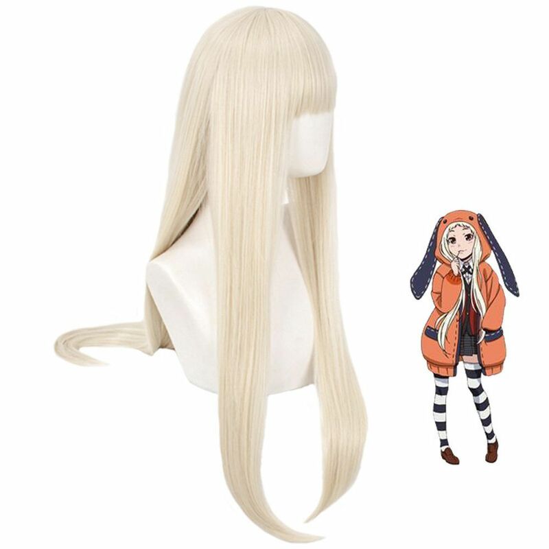 Anime z grzywką, mleczna blond twarz, długie proste włosy Cosplay peruki syntetyczne włosy