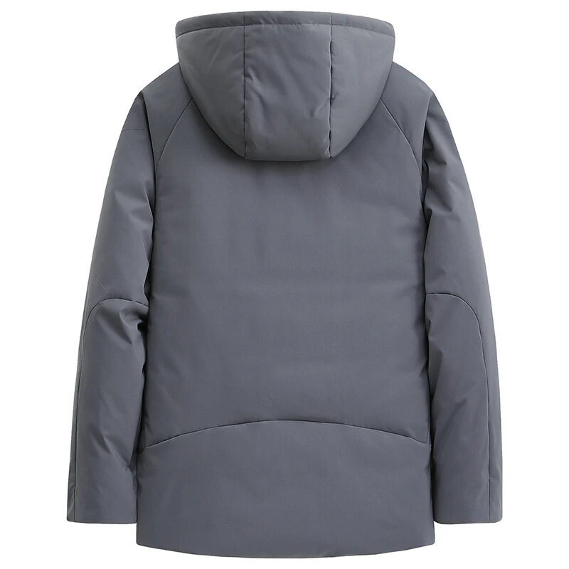 남성용 따뜻한 후드 코트, 지퍼 화이트 덕 재킷, 캐주얼 야외 방풍 아우터, 겨울 패션, 신상