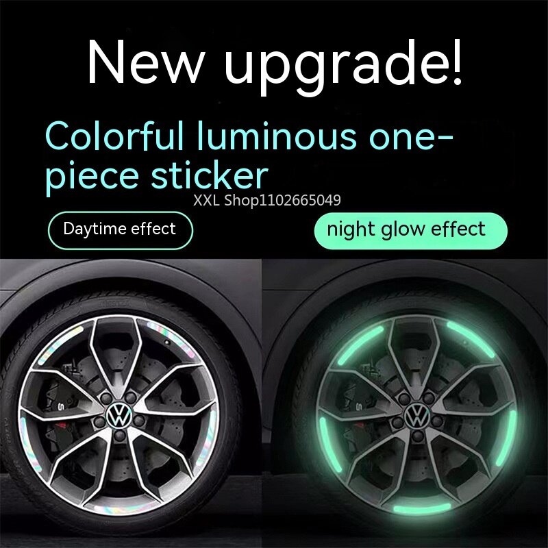Auto Universele Reflecterende Zeven Kleuren Laser Lichtgevende Wielnaaf Stickers Met Anti-Botsing Kleurrijke Stickers Auto Accessoires