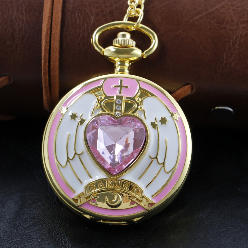Vintage สีชมพูสวยงามสาว Unisex แฟชั่นโรมันควอตซ์ Steam Punk นาฬิกาพ็อกเก็ตนาฬิกาผู้หญิงสร้อยคอจี้ของขวัญ