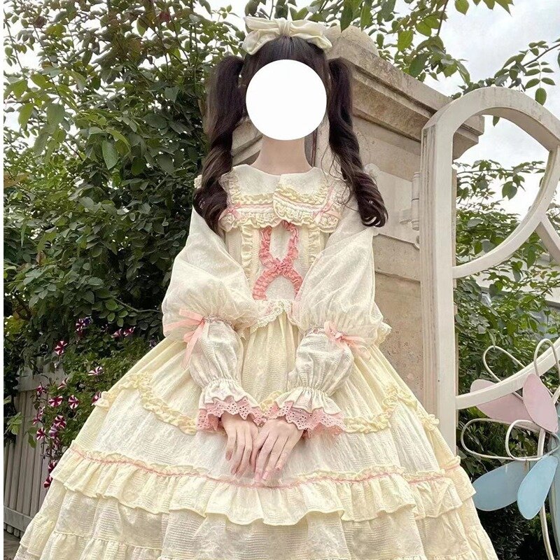 Lolita Kleider viktoria nischen mittelalter lichen süßen Retro Langarm Kleid süße Prinzessin tägliche Hochzeit Mädchen niedlichen Party Vestidos Herbst