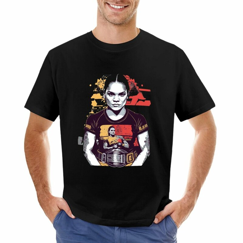 Amanda Nun-camiseta gráfica personalizada para homens, dois pesos, campeã mundial, camisetas extragrandes, camisas para gatos