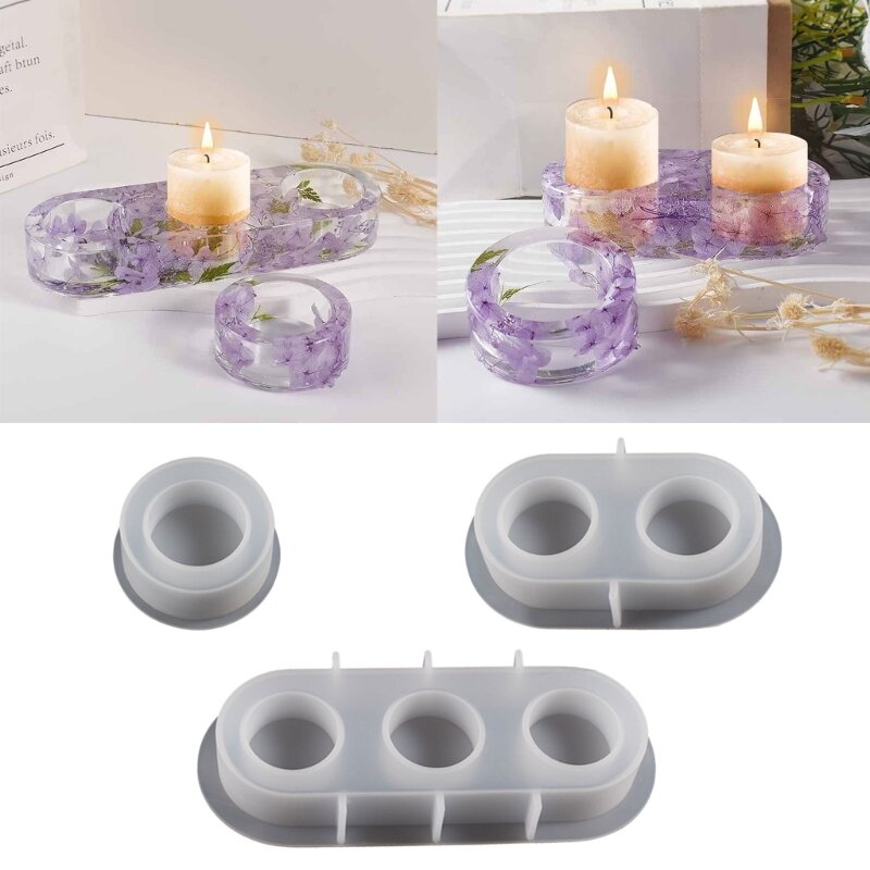 Molde de resina cilíndrico candelabro moldes de silicona DIY boda fiesta hogar decoraciones