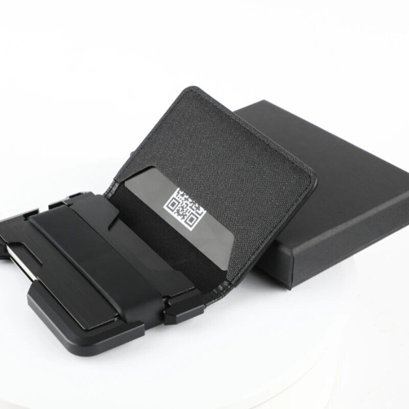 Nowy skórzany uchwyt na karty ze stopu aluminium RFID wielofunkcyjny minimalistyczny portfel z odkrytym otwieraczem metalowa butelka