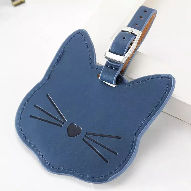 1Pc Cute Cartoon Cat Travel Luggage Tag Women Men PU Leather Suitcase Label ID Address Holder Baggage Boarding Tag Luggage Tags