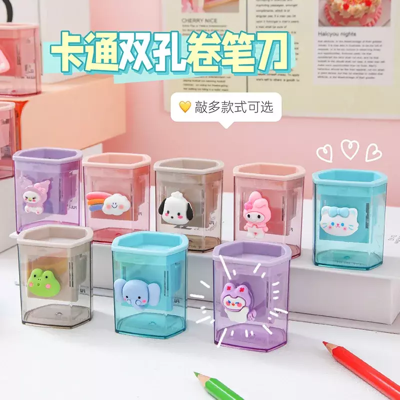 Cinnamoroll Kuromi Pencil Sharpener Anime Sanrio Hello Kitty Portable Pencil Sharpener Small Children Simple Primary Stationery