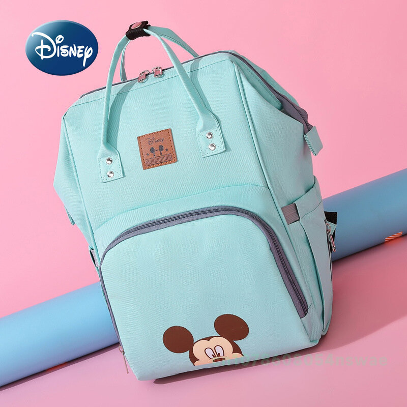 Disney-bolsa de pañales para bebé, mochila de marca de lujo a la moda, bolsa de pañales para bebé de dibujos animados, bolsa de pañales para bebé de gran capacidad, multifunción