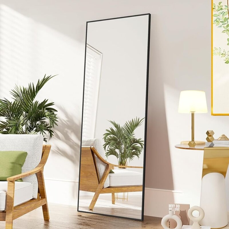Full Length Mirror Standing Hanging or Leaning Against Wall, Floor Mirror, Large Mirror, Wall Mirror,Aluminum Alloy Frame