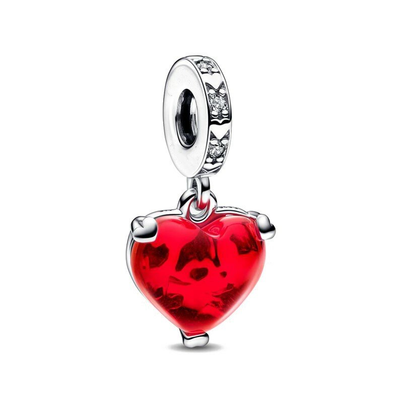 Breloques pendantes en argent regardé 925 pour femme, série rouge, pomme de Noël, perles plaquées, convient au bracelet coeur original, bijoux cadeaux
