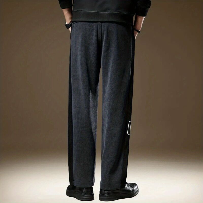 Pantalones sanitarios de pana de tubo recto para hombre, pantalones holgados con contraste de Color, etiqueta de moda, cintura elástica, Otoño, nuevo