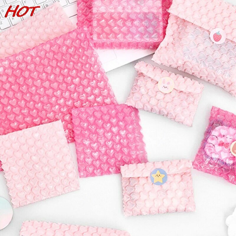 10 шт., розовые пузырчатые сумки в форме сердца